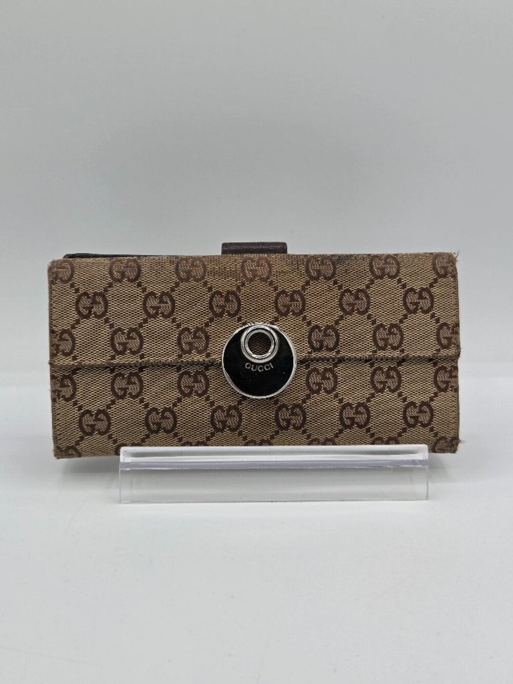 Gucci Eclipse GG Monogram Continental Wallet | Brown Canvas & Leather | Vintage